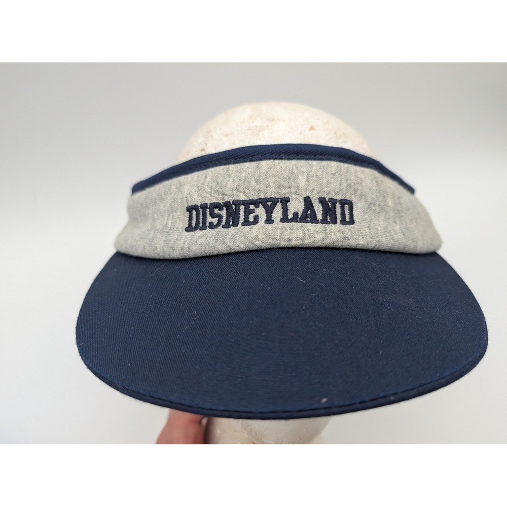 Vintage Disneyland Goofy Hat Co Navy Blue Gray Sun Visor Adj Strap Embroidered